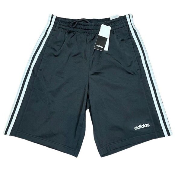 NWT Adidas Men's Black 3 Stripe Training Shorts Basketball Soccer Gym Medium - Picture 1 of 14